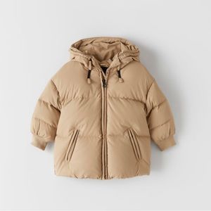 Unisex Zara beige down coat size 18-24mo